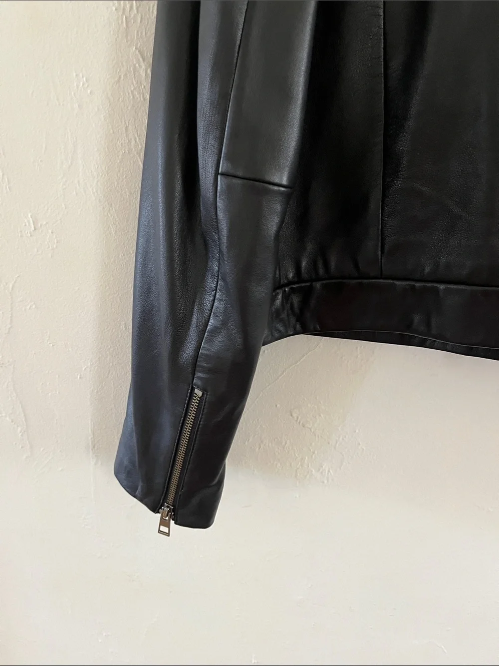 Madewell Black Shrunken Leather Jacket Size 14 NWOT Cropped Fit - Picture 6 of 6